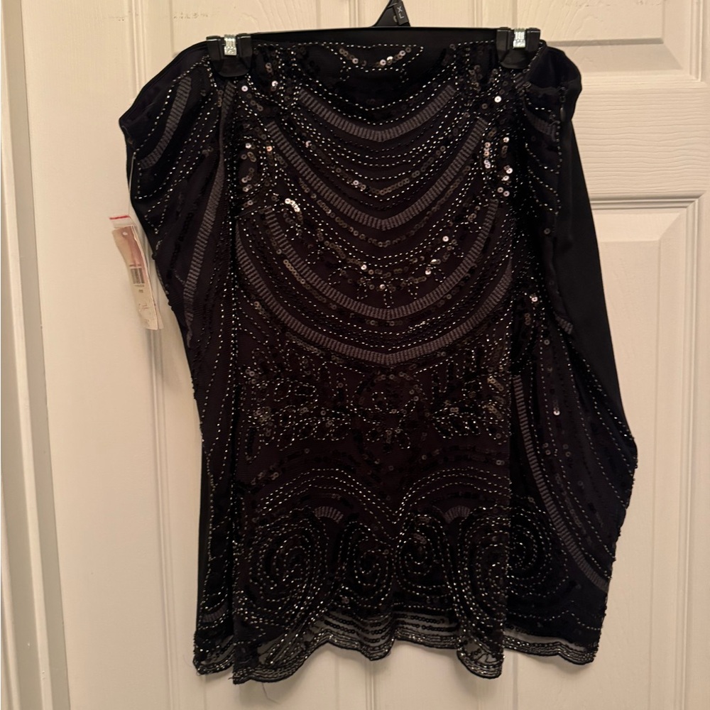 Elegant Black Beaded Mini Skirt